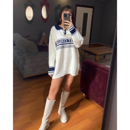 Yazılı Triko - Ekru