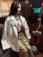 Aurora Gold Parlak Kemer Detaylı İthal Pantolon