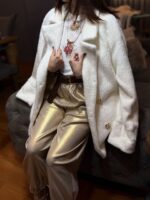 Aurora Gold Parlak Kemer Detaylı İthal Pantolon