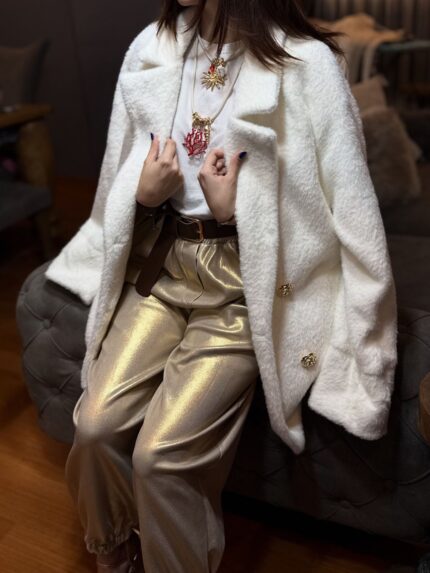 Aurora Gold Parlak Kemer Detaylı İthal Pantolon